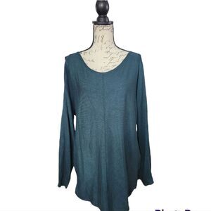 Kela Ladies Hunter Green Cold Shoulder Long Sleeve Top - Size Large